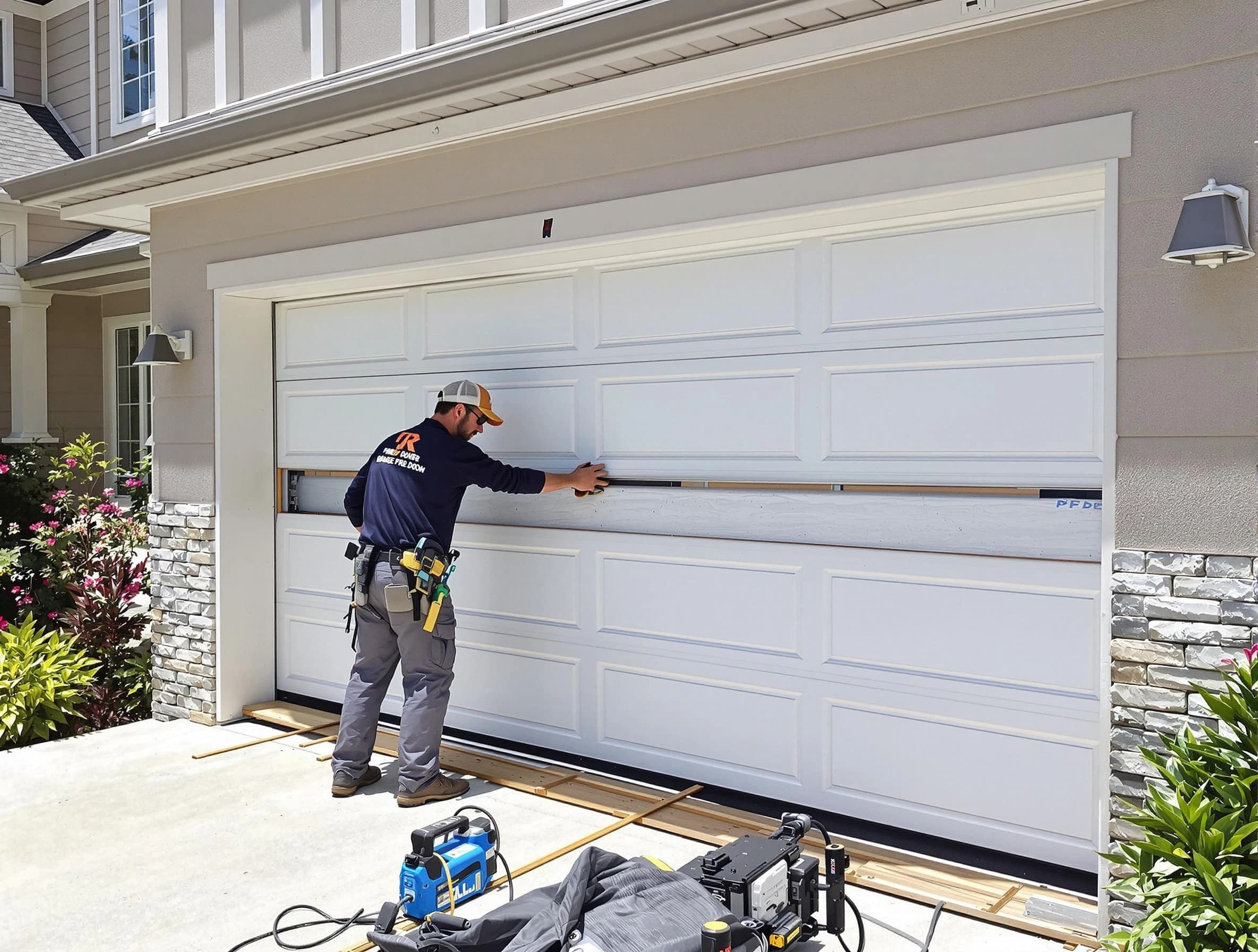 Scottdale Garage Door Repair team performing complete garage door replacement at Scottdale residence