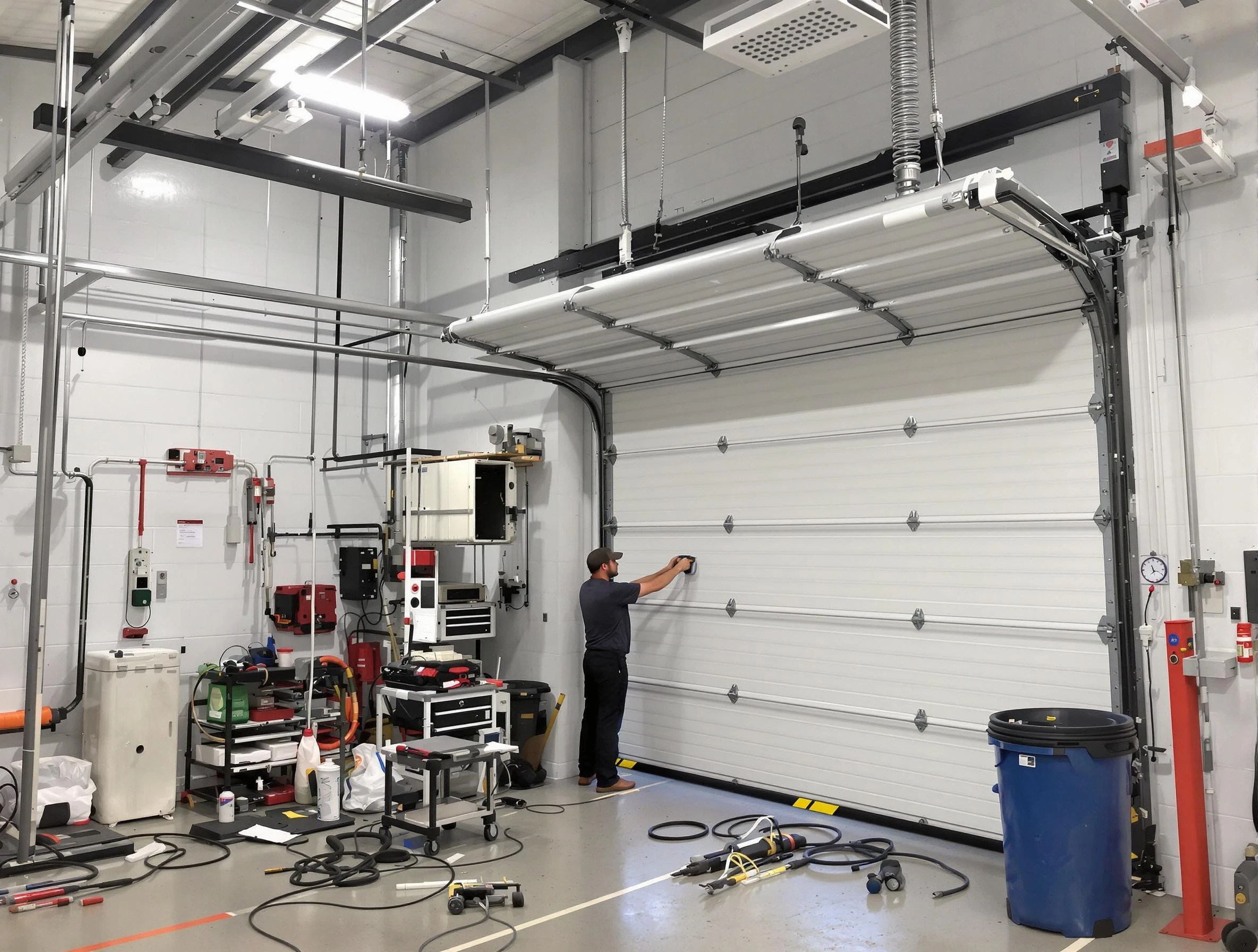 Scottdale Garage Door Repair certified technician performing commercial door repair at a Scottdale business facility